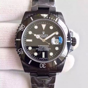 Replica de reloj Rolex Submariner 15 Date (40mm) 116610LN PVD/DLC Black Negro (Correa Oyster) Automatico