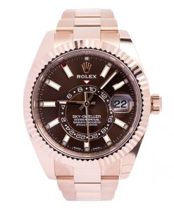 Replica horloge Rolex Sky dweller 326935 (42mm) Esfera marrón-Automático-Oro rosa