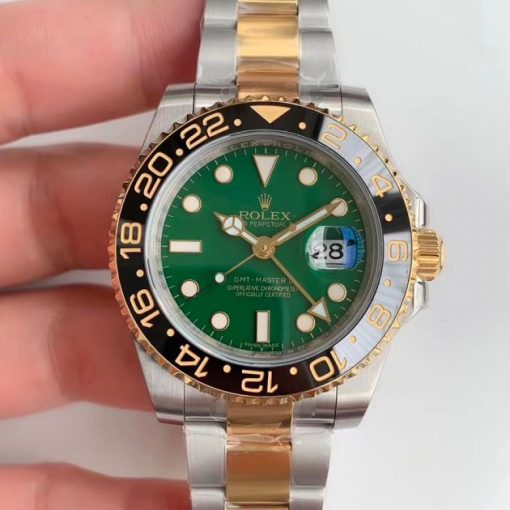 Replica de reloj Rolex Gmtmaster ll 06 (40mm) M116710 verde (Correa Oyster) Automático Acero y oro