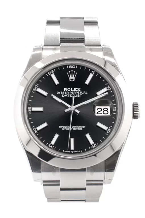 Replica de reloj Rolex Datejust 24 (41mm) 126300 Oyster (Esfera negra) automático