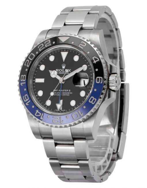 Replica de reloj Rolex Gmtmaster ll 02 (40mm) 116710BLNR Batman Azul/Negro (Correa Oyster) Automático