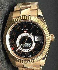 Replica de reloj Rolex Sky dweller 02 (42mm) Esfera negra/ Oro