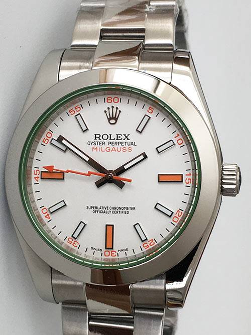 Replica de reloj Rolex Milgauss 02 116400GV (40mm) Esfera blanca