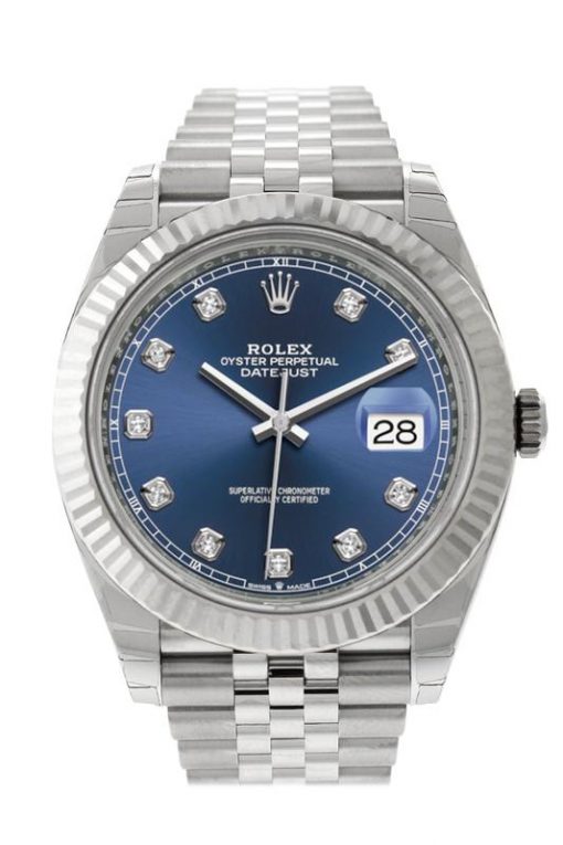 Replica de reloj Rolex Datejust 31(40mm) 126334 (correa Jubilee) Esfera azul (Diamantes) automático Oro blanco