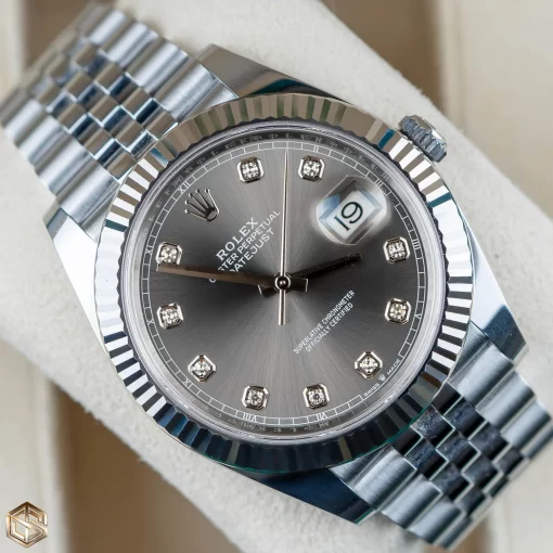 Replica de reloj Rolex Datejust 33 (41mm) 126334 (Correa Jubilee ) Esfera gris (Diamantes) Automático