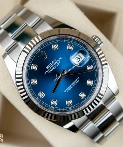 Replica de reloj Rolex Datejust 34 (41mm) 126334 (Correa Oyster) Esfera Azul (Diamantes) Automático