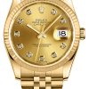 Replica de reloj Rolex Datejust 36 (36mm) 116238 (Correa Jubilee) Esfera Champagne Gold-Diamonds-Automático