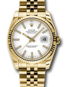 Replica de reloj Rolex Datejust 38 (36mm) Oro 116238 (Correa Jubilee) Esfera blanca-Automático