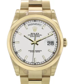 Replica de reloj Rolex Day-Date 04 (36mm) 118208 Esfera negra (Correa President) Automático(Oro amarillo)