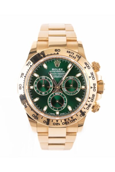 Replica de reloj Rolex Daytona 05 cosmograph 116508 (40mm) Esfera verde-Ora amarillo (Hulk) Automático
