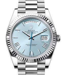 Replica de reloj Rolex Rolex Day-Date 14 (40mm) Esfera Ice blue 228236 (President) Platinum-Romans-Automático