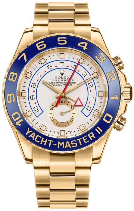 Replica de reloj Rolex Yacht master ll 07 (44mm) 116688 Esfera blanca Automático (Oyster) Bisel azul Oro
