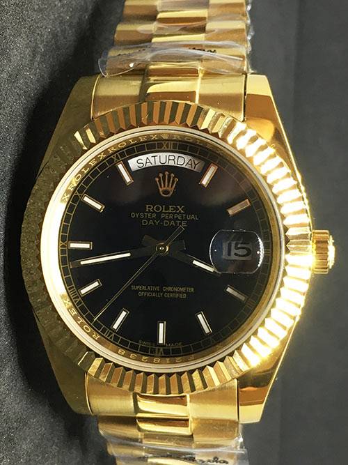 Replica de reloj Rolex Day-Date 17 (40mm) 228238 Esfera negra (Correa President) Automático