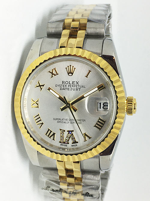 Replica de reloj Rolex Datejust 41 (36mm) (Jubilee band) Bi-color (Esfera gris)
