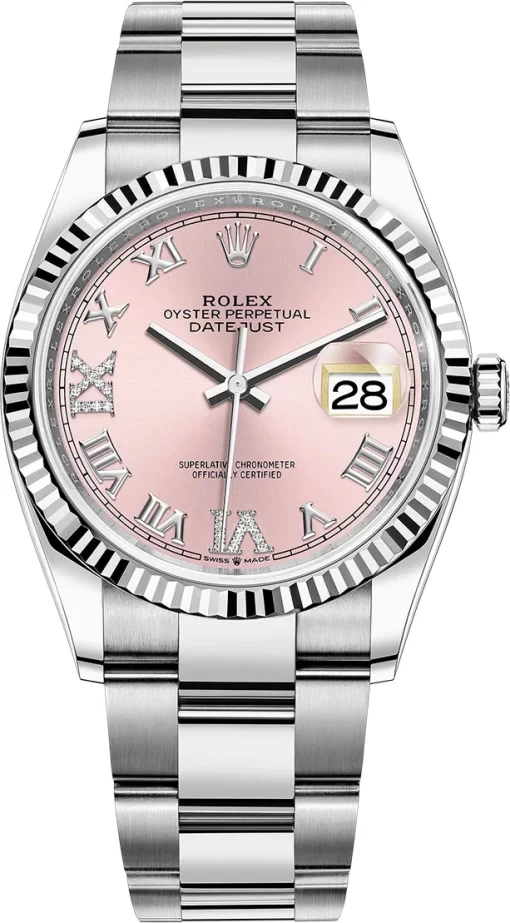 Replica de reloj Rolex Datejust 42 (36mm) 126234 (Correa Oyster) Esfera rosa-Automático