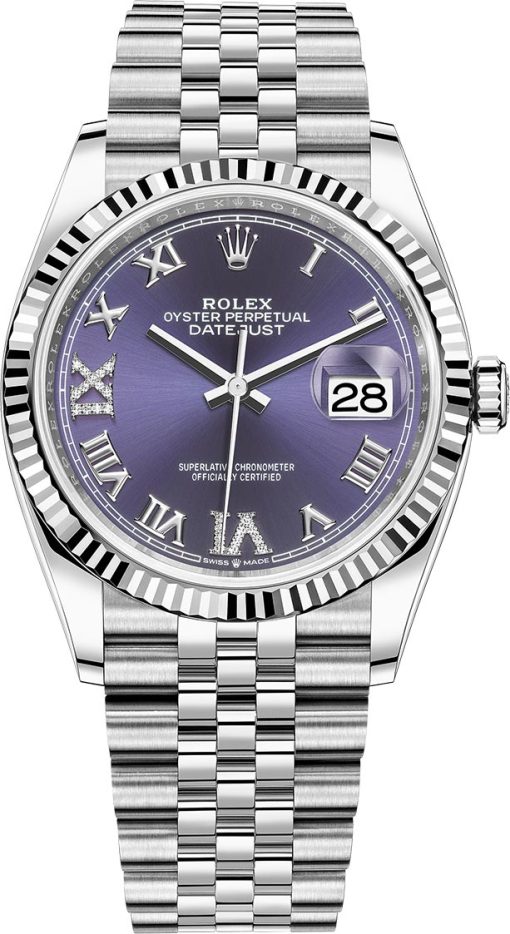 Replica de reloj Rolex Datejust 43 (36mm) 126234 (Correa Jubilee) Esfera Morada-Automática