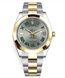 Replica de reloj Rolex Datejust 01 (41mm) wimbledon 126303 correa Oyster (Esfera gris) Acero y oro-automático
