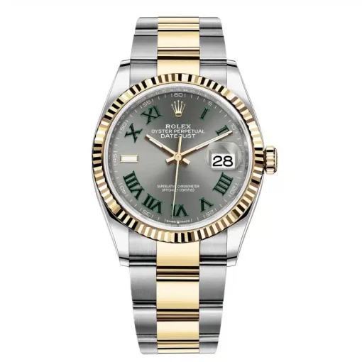 Replica de reloj Rolex Datejust 02 (41mm) wimbledon 126333 correa Oyster (Esfera gris) Acero y oro-automático