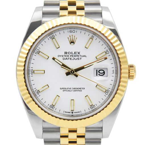 Replica de reloj Rolex Datejust ll 30/5 (41mm) 126333 correa jubilee Bicolor (Esfera blanca) automático