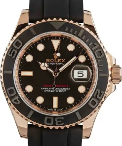 Replica de reloj Rolex Yacht master 11 (40mm) 126655 Esfera negra Oysterlex Oro rosa-Automático