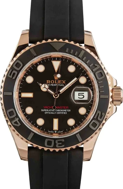 Replica de reloj Rolex Yacht master 11 (40mm) 126655 Esfera negra Oysterlex Oro rosa-Automático