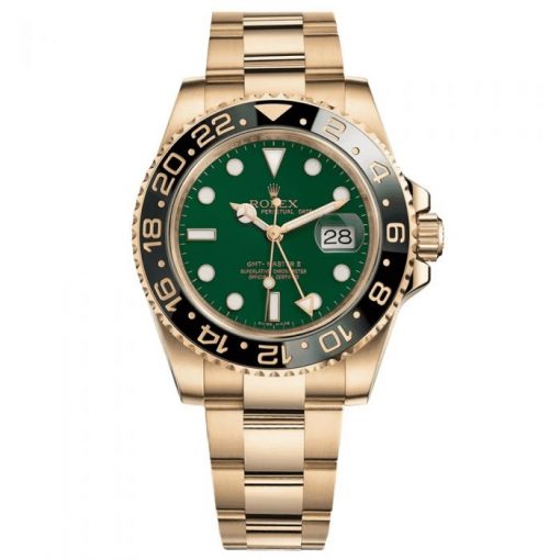 Replica de reloj Rolex Gmtmaster ll 06/1 (40mm) 116718GSO verde (Correa Oyster) Automático Gold