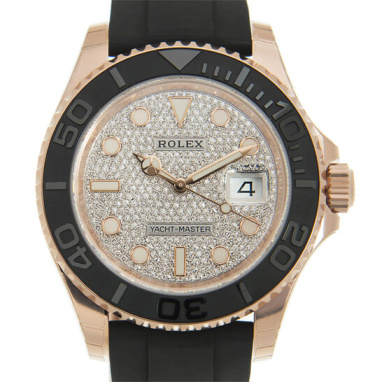Replica de reloj Rolex Yacht master 01/1 (40mm) 126655 Oro (Diamantes) Correa de caucho Automático
