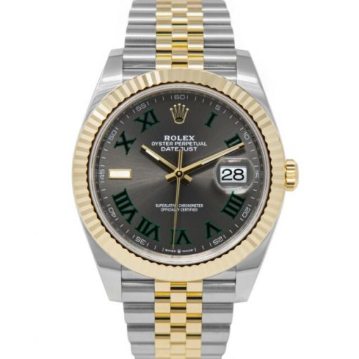 Replica de reloj Rolex Datejust 02 (41mm) wimbledon 126333 correa jubilee (Esfera gris) Acero y oro (Bicolor)