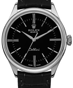Replica de reloj Rolex Cellini 05 (39mm) 50509 Esfera Negra (Correa de piel) Automático