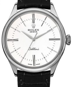 Replica de reloj Rolex Cellini 06 (39mm) 50509 Esfera blanca (Correa de piel) Automático