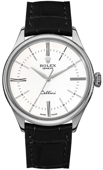 Replica de reloj Rolex Cellini 06 (39mm) 50509 Esfera blanca (Correa de piel) Automático