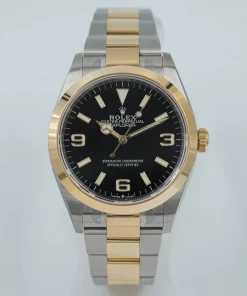 Replica de reloj Rolex Explorer 04 (36mm) 124273 Esfera negra (Acero y Oro) correa Oyster (Automático) acero 316L