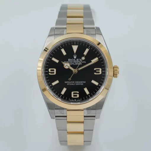 Replica de reloj Rolex Explorer 04 (36mm) 124273 Esfera negra (Acero y Oro) correa Oyster (Automático) acero 316L