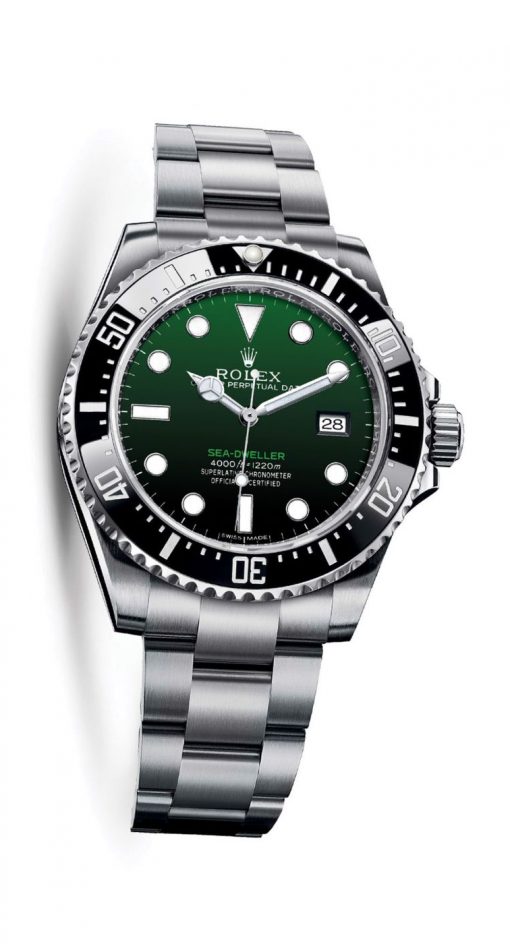 Replica de reloj Rolex Sea Dweller 07 Deepsea (44mm) 116660 Esfera Verde y negra (Acero) Oystersteel