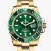 Replica de reloj Rolex Submariner 02 (40mm) 116618LV "Hulk" Verde Oyster-Gold(Con fecha) Automatico