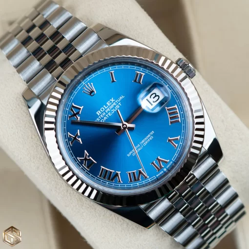 Replica de reloj Rolex Datejust 34/2 (41mm) 126334 Azzurro (Correa Jubilee) Esfera Azul Romans) Automático