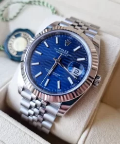 Replica de reloj Rolex Datejust 34/3 (41mm) 126334 (Correa Jubilee) Esfera Azul Motif/Fluted Automático
