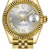 Replica de reloj Rolex Datejust mujer 003 (28mm) 279178 -Oro amarillo correa president-Esfera gris-números romanos-Automático