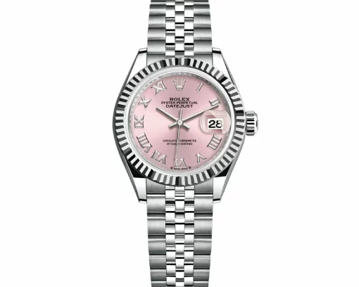 Replica de reloj Rolex Datejust mujer 007 (28 mm) 279174 Esfera Rosa (Correa Jubilee) Oro blanco-Automático