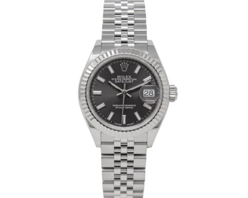 Replica de reloj Rolex Datejust mujer 011 (28 mm) 279174 Esfera Gris oscuro (Correa Jubilee) -Oro blanco-Automático