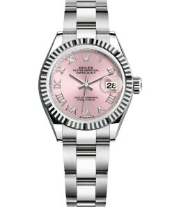 Replica de reloj Rolex Datejust mujer 012 (28 mm) 279174 Esfera Rosa (Correa Oyster) -Oro blanco-Automático