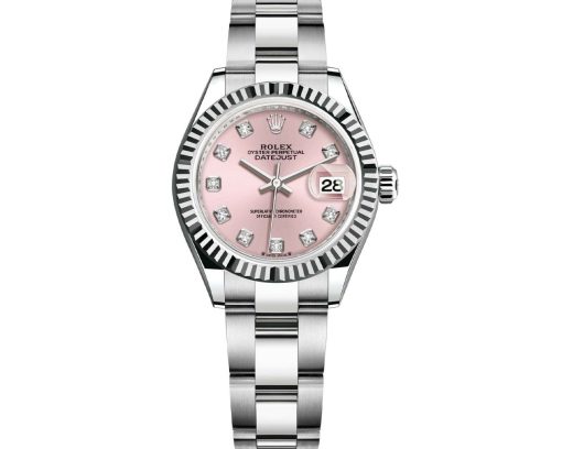 Replica de reloj Rolex Datejust mujer 013 (28 mm) 279174 Esfera Rosa (Correa Oyster) -Diamantes-Oro blanco-Automático