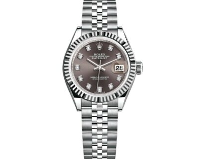 Replica de reloj Rolex Datejust mujer 015 (28 mm) 279174 Esfera Gris oscuro (Correa Jubilee) -Oro blanco-Diamantes-Automático