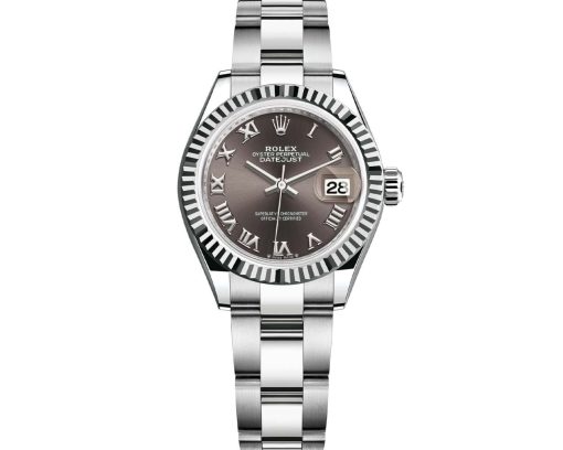 Replica de reloj Rolex Datejust mujer 016 (28 mm) 279174 Esfera Gris oscuro (Correa Oyster) -Oro blanco-Números romanos-Automático