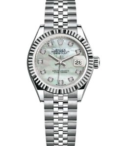 Replica de reloj Rolex Datejust mujer 017 (28 mm) 279174 Esfera Mother of pearl (Correa Jubilee) -Oro blanco-Diamantes-Automático