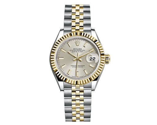 Replica de reloj Rolex Datejust mujer 018 (28 mm) 279173 Esfera Plateada(Correa Jubilee) -Acero y oro-Oro blanco-Automático