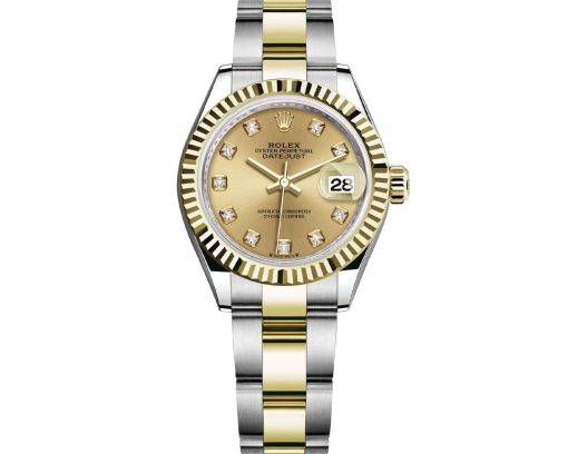 Replica de reloj Rolex Datejust mujer 020 (28 mm) 279173 Esfera Champagne(Correa Oyster) -Acero y oro-Automático