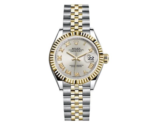 Replica de reloj Rolex Datejust mujer 021 (28 mm) 279173 Esfera Plateada(Correa Jubilee) -Acero y oro-Números romanos-Automático