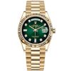 Replica de reloj Rolex Day-Date 05/3 (36mm) 128238 Oro President (Esfera verde Diamantes (Automático)