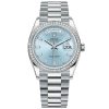 Replica de reloj Rolex Day-Date 05/7 (36mm) 128396TBR Platinum amarillo President (Esfera Ice blue-Diamantes (Automático)